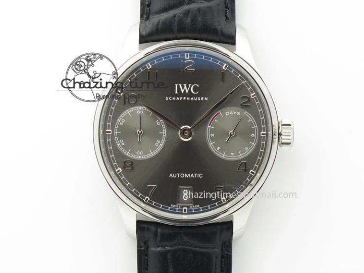 MIROTIME 0516 Portuguese Chrono SS ZF 1:1 Best Edition Gray Dial SS On Black Leather Strap A ZipUp 7215